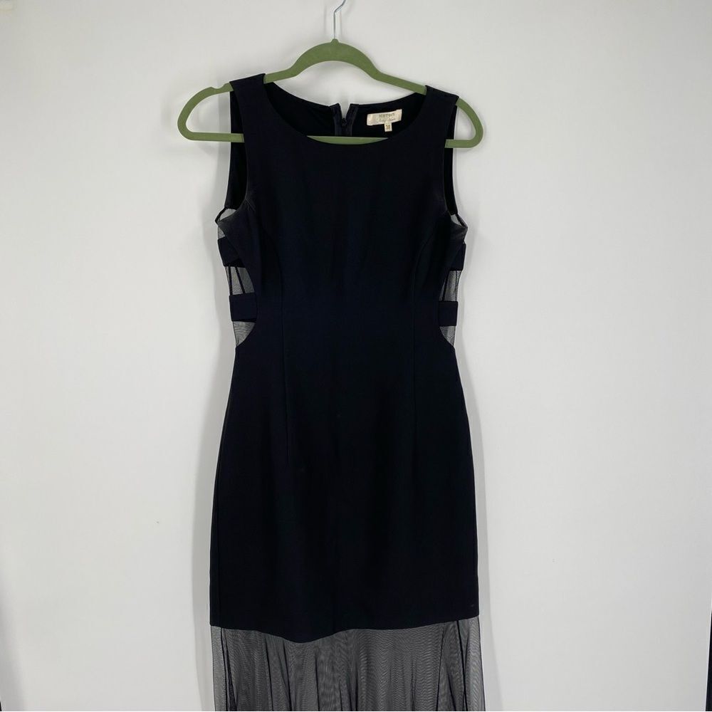 Koton Women’s Round Neck Sleeveless Maxi Tulle Dress size 6 Black Cut Out